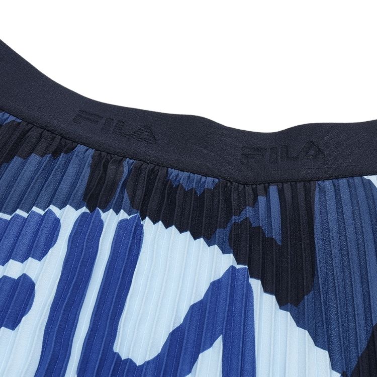 Fila Elastic Full Print Spliced Casual Long Skirt Women skirts Blue F11W434303F-ZA