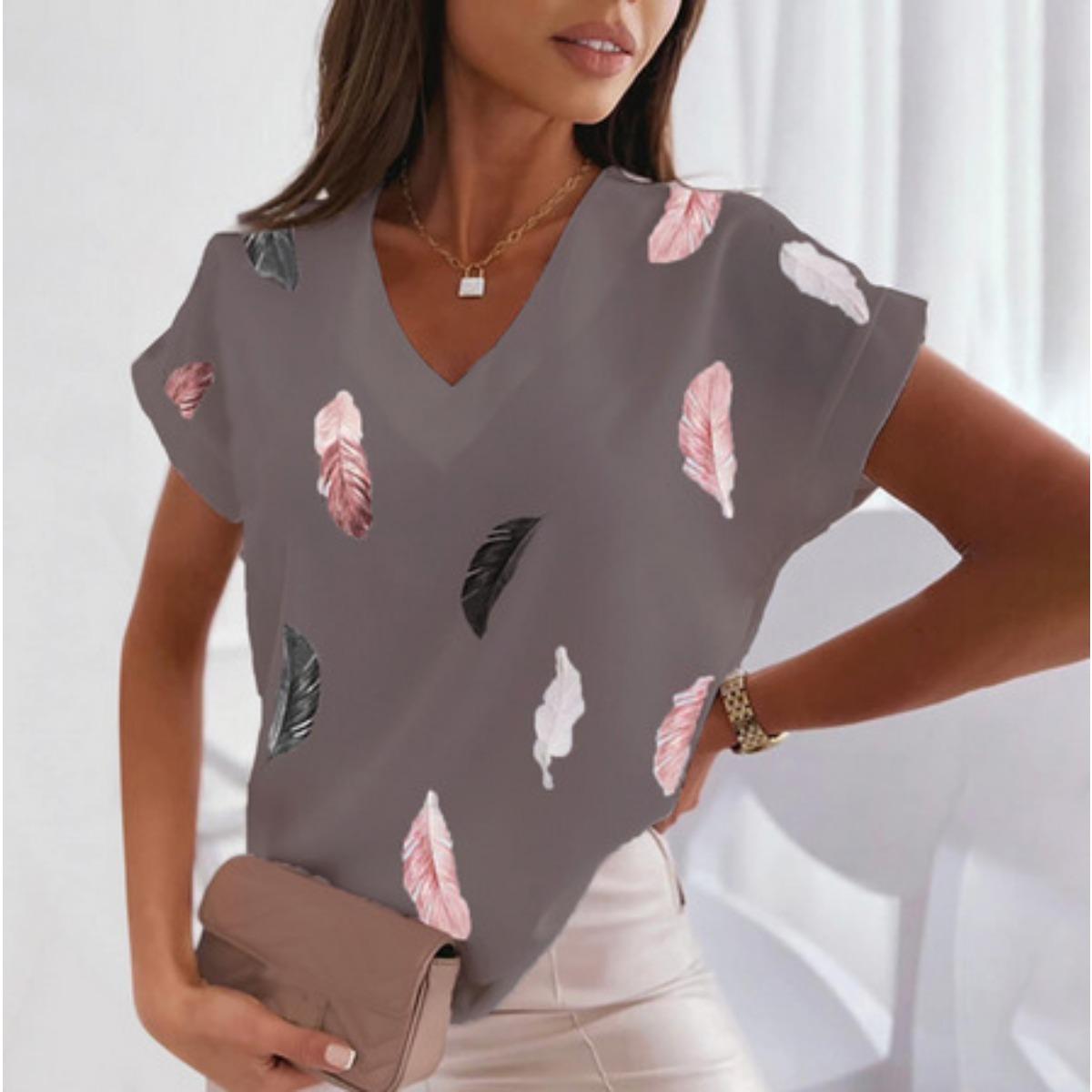 

Женская элегантная футболка с коротким рукавом - Летний повседневный топ с принтом в виде сердца, Обычный узор, Элегантный повседневный стиль, Женская футболка S