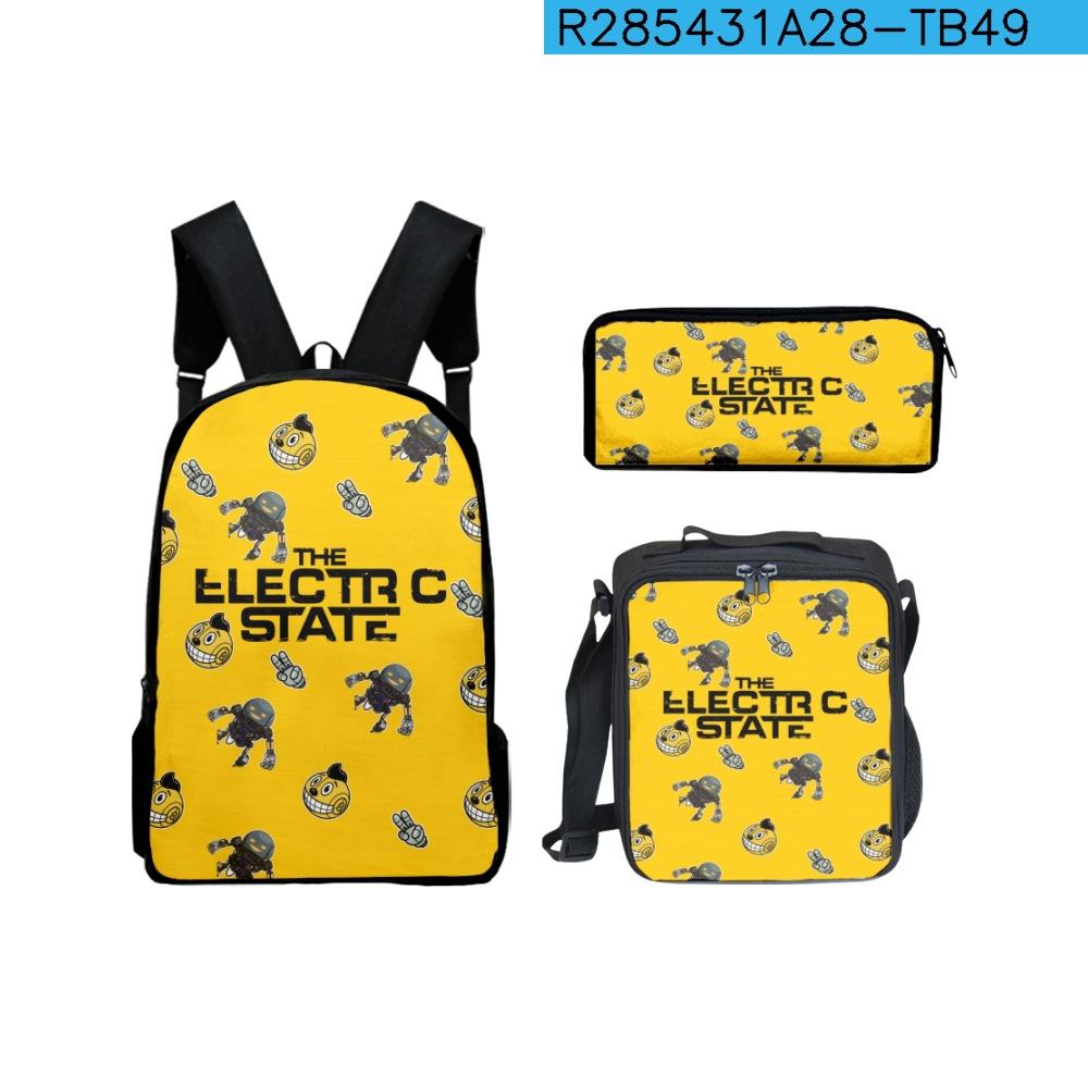 Classique Nouveauté Cool l'état électrique Impression 3D 3 pièces/Ensemble pupille Sacs d'école Sac à dos pour ordinateur portable Sac à dos Sac à lunch Trousse