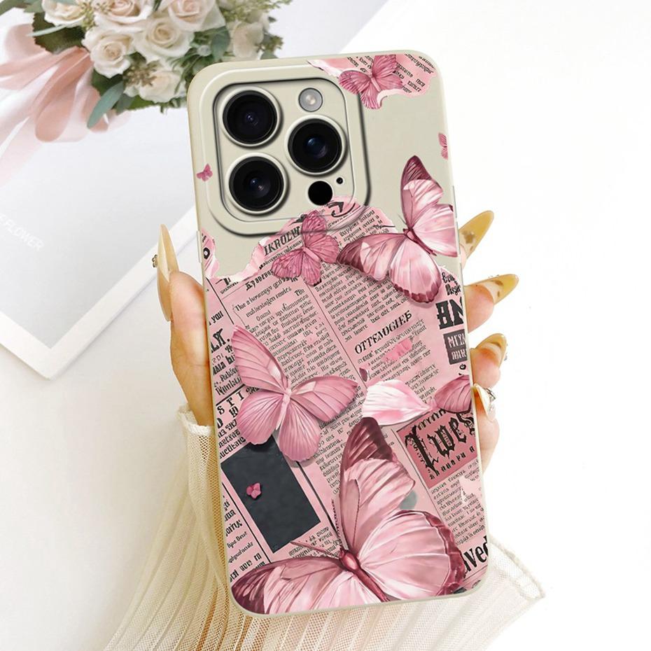 Cute Printed Phone Case For iPhone 16 Pro Max iPhone16 16Pro Soft Silicone Shockproof Cases For iPhone 16ProMax Covers Bumpers