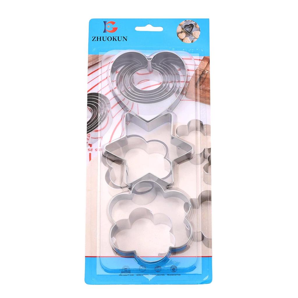 Stainless Steel Cookie & Fruit Cutter Set - Pentagram, Four-Pointed Star, Heart, Square, Rectangle Shapes