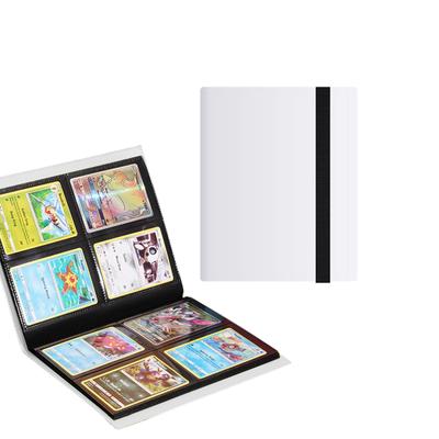 Carpeta para tarjetas coleccionables WISSUA, estuche para tarjetas, funda para archivar, compatible con tarjetas de almacenamiento, 4 bolsillos, capacidad para 160 tarjetas de juego o deportes (Blanco, Cartas)