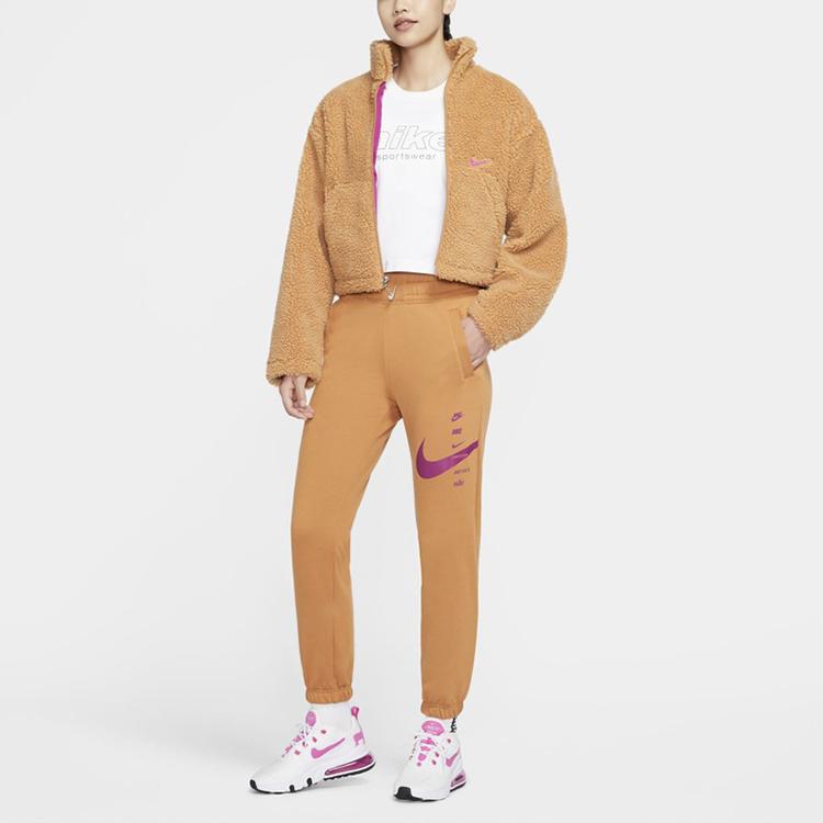 Nike Sportswear Swoosh Fleece Warm Casual Sports Pants Women Pants Spicy-Yellow CU5632-201