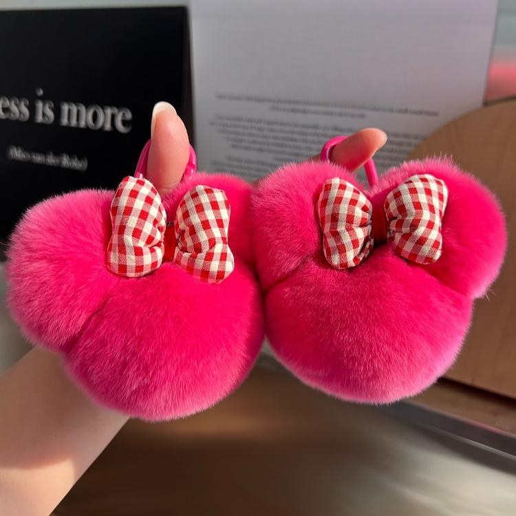 Cute Rex rabbit hair car keychain pendant Internet celebrities ins pom-pom doll book bag pendant gift