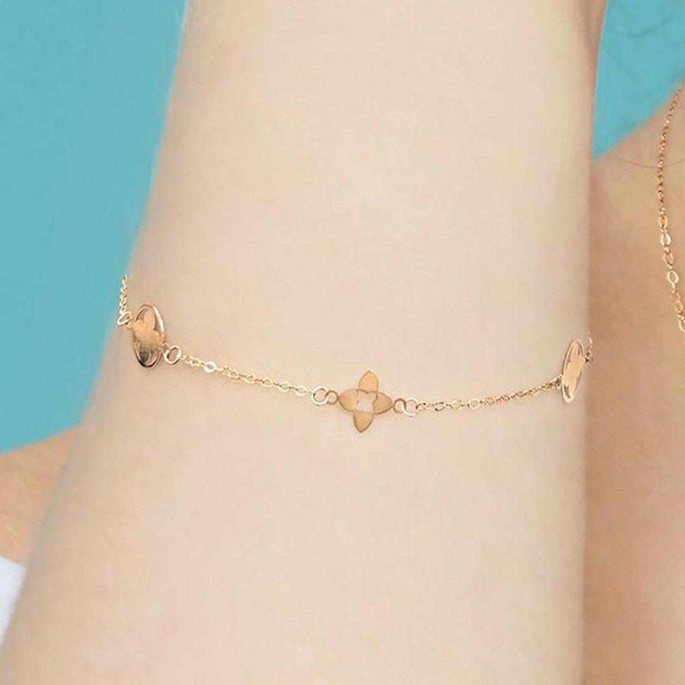 [Gold Queens] 14K Clover Station Bracelet