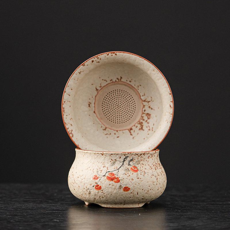 Luxurious Flint Red Xishi Gaiwan Tea Set with Handle, Lid, Filter Net, and Gong Dao Bei for Kung Fu Tea Ceremony