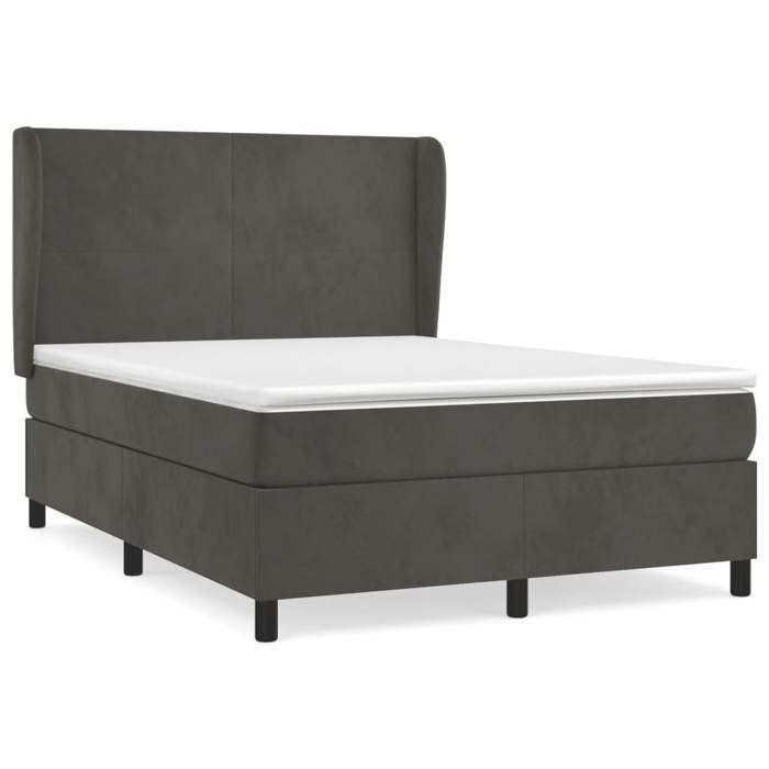 3129094 vidaXL Divan Bed and Mattress Dark Grey 140x200cm Velvet
