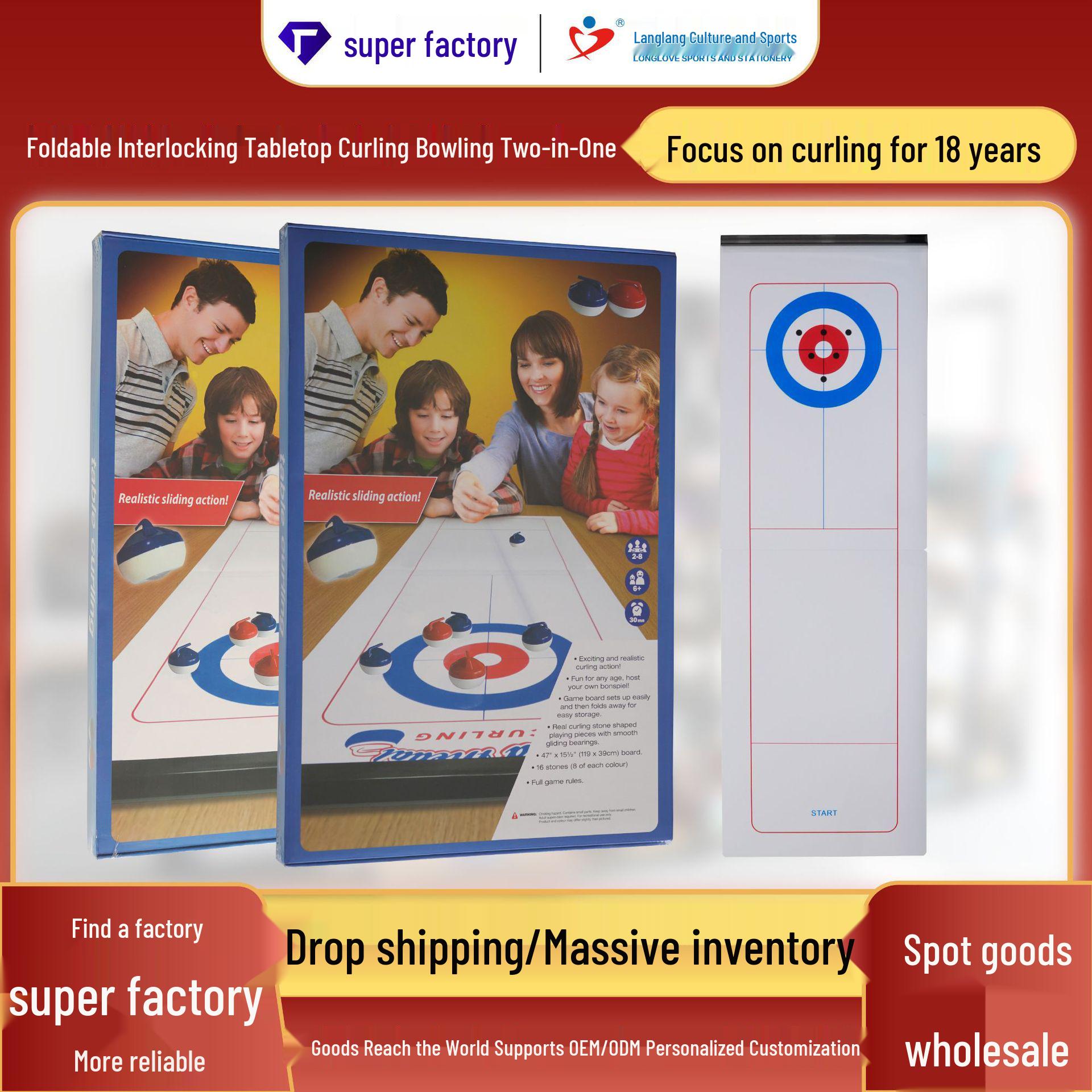 

Folding Interlocking Tabletop Curling & Bowling Game Set for Kids