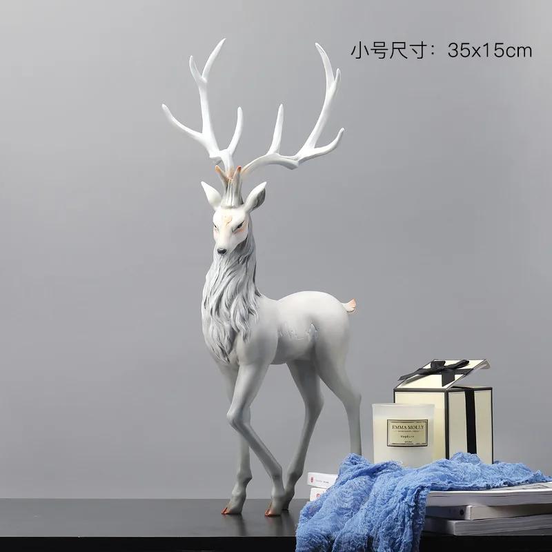 High End Deer Statue Reindeer Figurines Resin ELK Sculpture For Living Room Luxury Home Decoration Nordic Tabletop