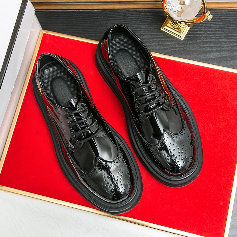Fashion Patent Leather Oxford Dress Green Fashion Man Business Handmade Wedding Man Shoe Designer Formal Brock Original Leather Shoes