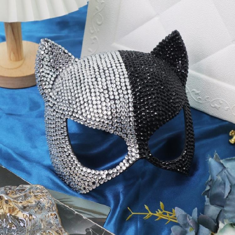 Halbgesichtsmaske Venezianische Maske Strasssteine Maskenball Maske Katzenmaske Maskenball Maske für Halloween Karneval Cosplay