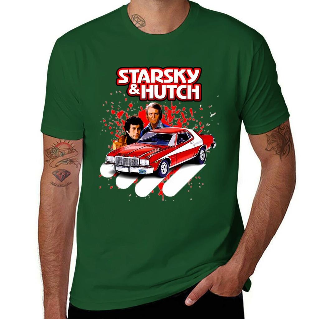 Koszulka z serialu telewizyjnego Starsky i Hutch, koszulka z krótkim rękawem, anime, ubrania męskie