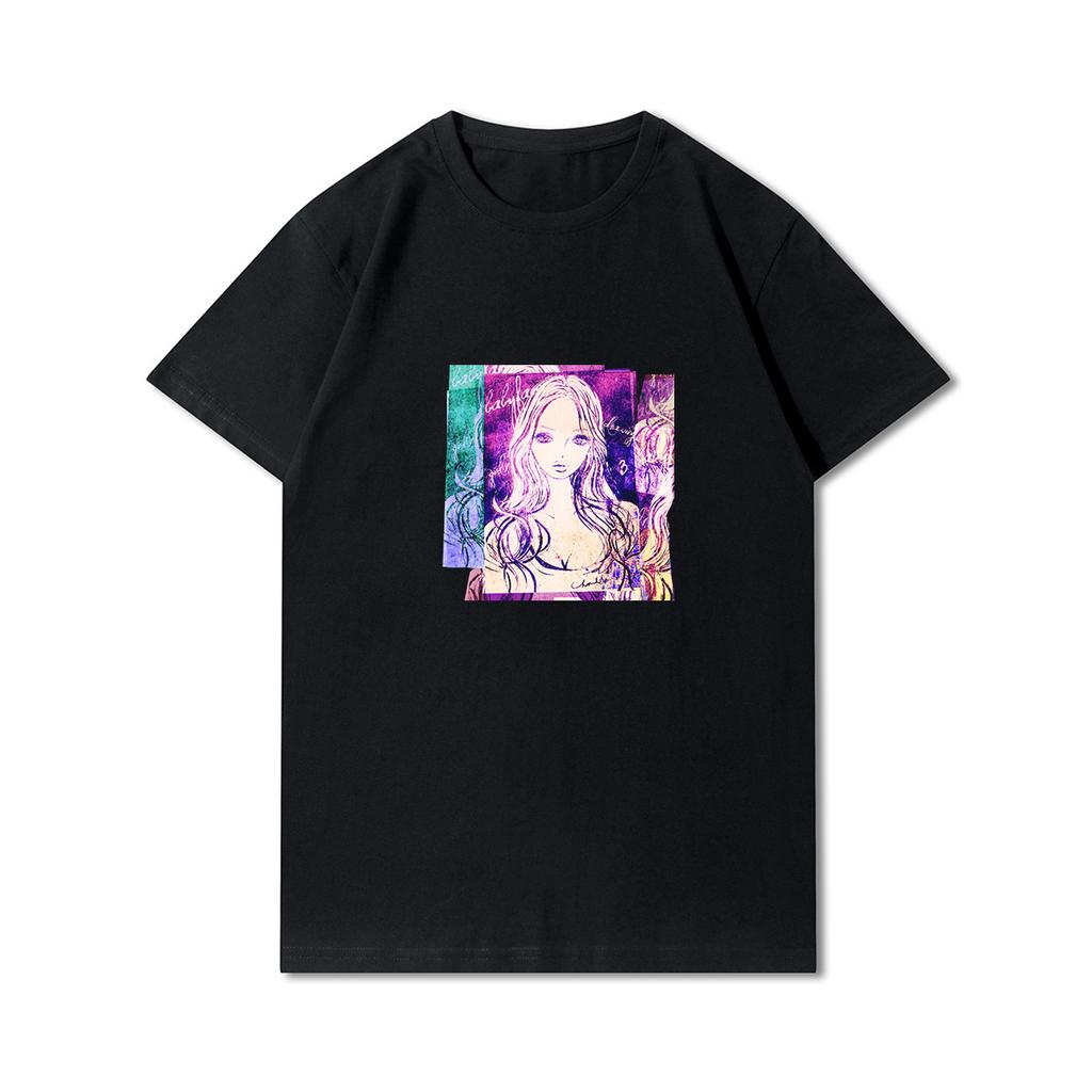 Anime 100 Muster Sommer-T-Shirts für Frauen Panda Tier bedruckt lässige Kurzarm-Oberteile 100 % Baumwolle Übergröße O-Ausschnitt T-Shirts