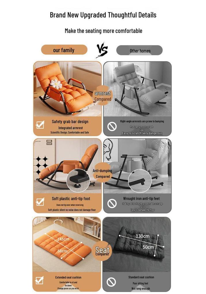 Adult Rocking Lounge Chair for Balcony & Home – Single Lazy Sofa Chair