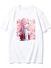 2026 New Unisex Crew Neck Casual Short Sleeve T Shirt With Kimono Zero Two Cherry Blossom Square Frame Anime Print T Shirt
