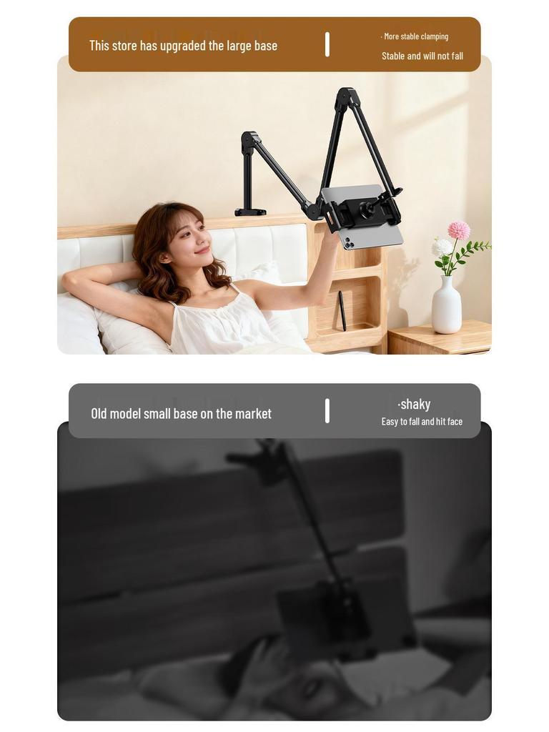 Adjustable 360° Rotating Metal Phone & Tablet Stand for Bedside or Desktop Use