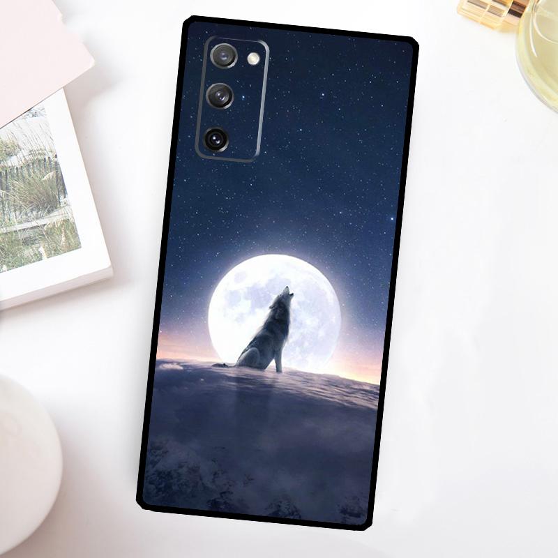 Moon Roaring Wolf Case For Samsung Galaxy S24 Ultra S21 S22 S23 Plus S20 FE S8 S9 S10 Note 10 20 Ultra Cover