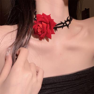 Sexy Kragen Weiblicher Choker Schlüsselbeinkette Live-Streaming Host Hals Schmuck Hals Blume Rosenblume Girly Halsband
