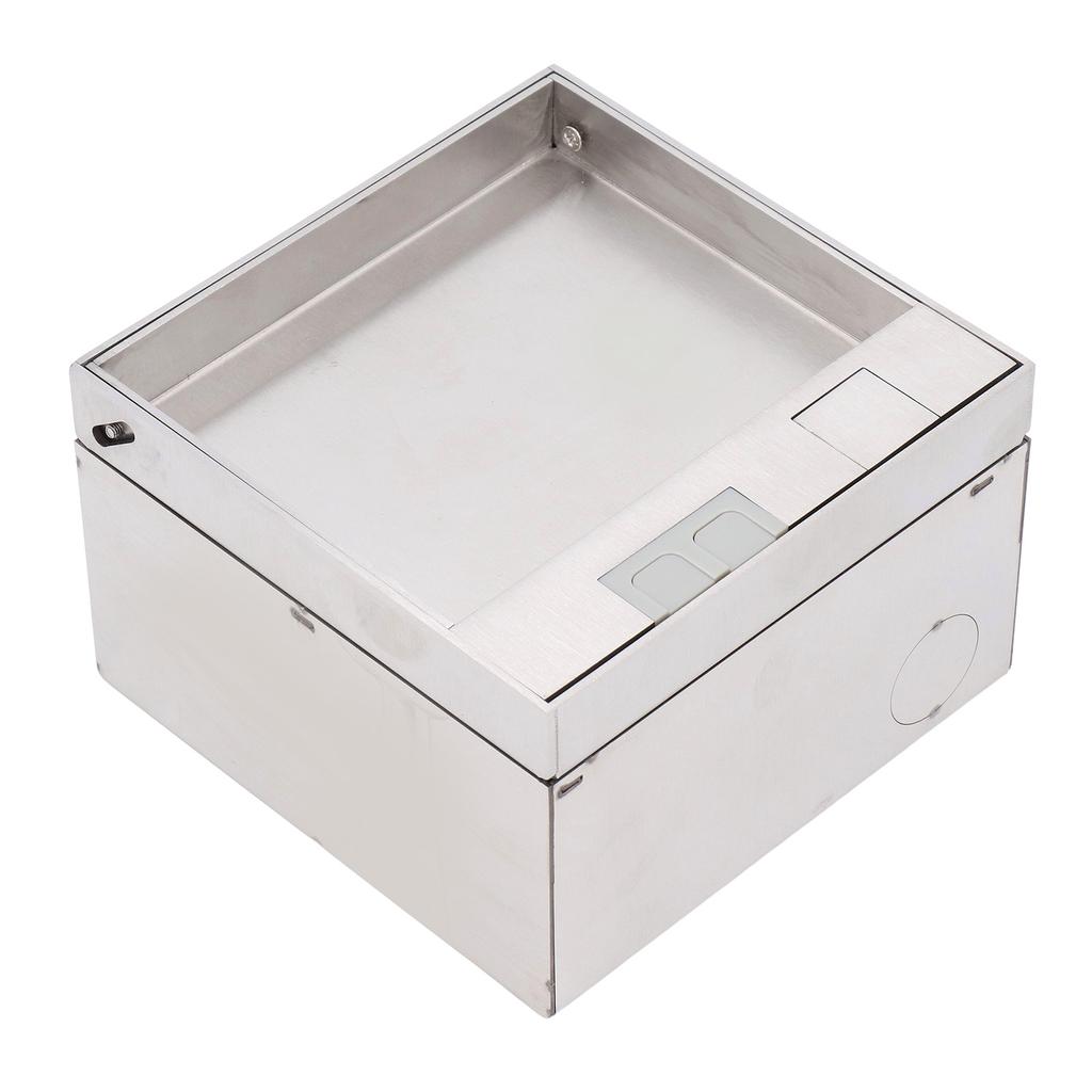 Einbausteckdose für den Boden, wasserdicht, Edelstahl, flaches Steckdosen-Set mit zwei 3-Stift-Löchern