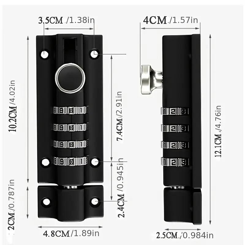 Password Lock Black Silver Bolt Metal Door Latch Anti-theft Safety Combination Digit Padlock Outdoor Home Wood Gate Hardware