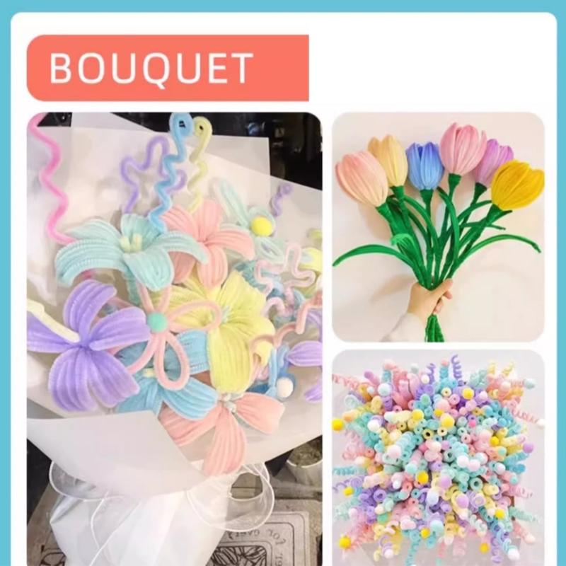 Bunte Pfeifenreiniger 100 Stück 30cmx6mm Pfeifenreiniger Farbige Weiche Plüschstiele für Kinder Kunsthandwerk Geburtstagsfeier Zubehör