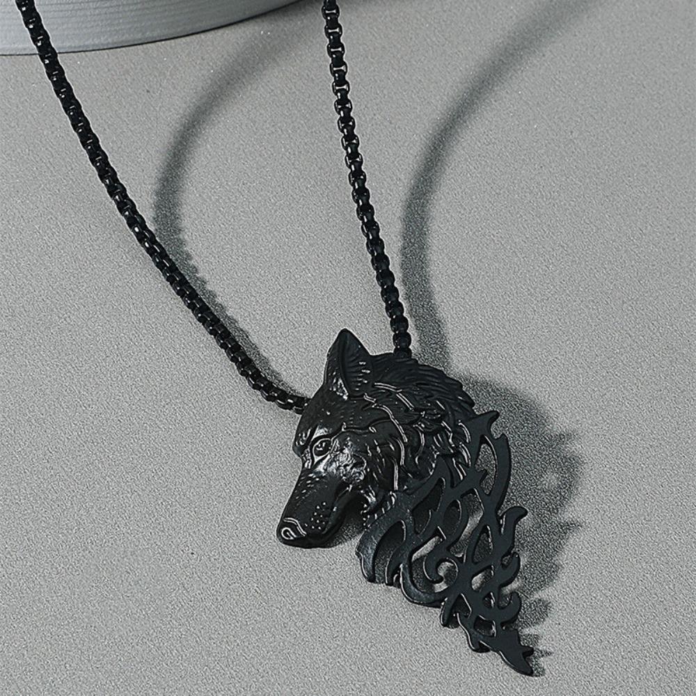 Metal Punk Animal Wolf Head Pendant Korean Style Choker Fashion Jewelry Man Necklace Clavicle Chain