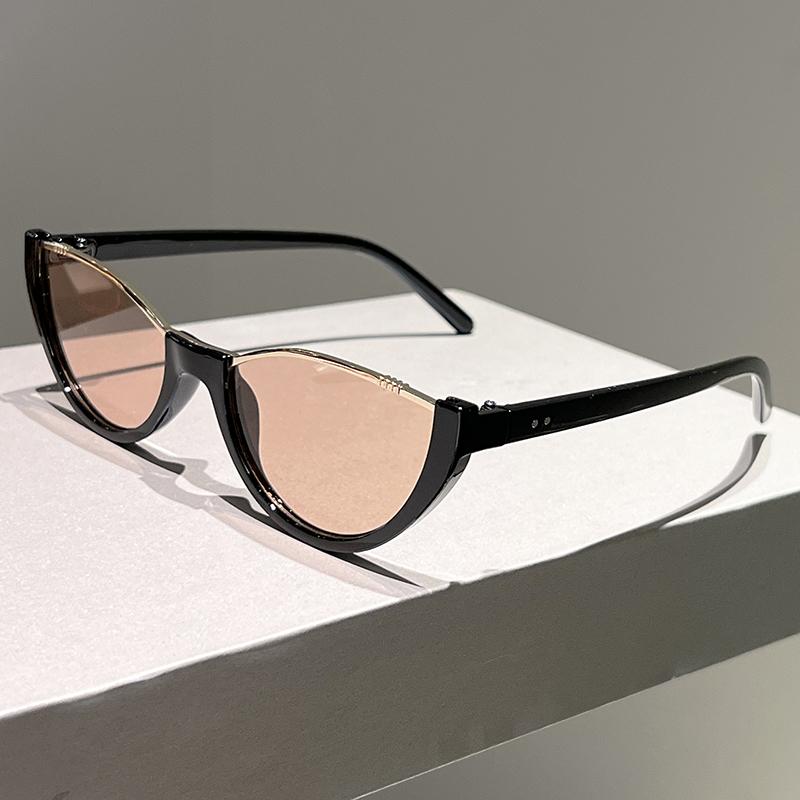 

KAMMPT Cat Eye Sunglasses Women 2026 New Fashion Semi-round Decor Shades Trendy Luxury Brand Design Elegant Casual Sun Glasses as picture shows