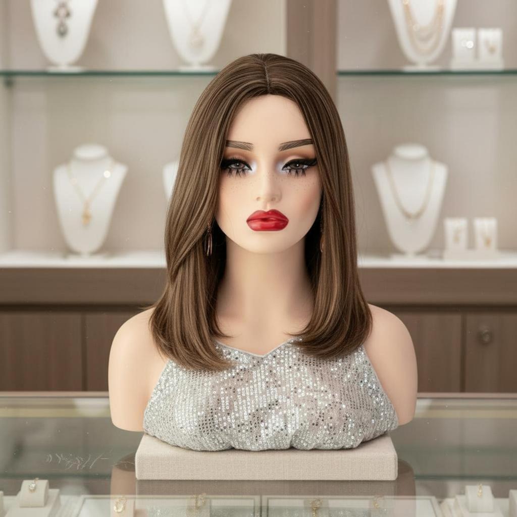 Mannequin Head with Shoulders SkinTone Finish Female Solid Construction Photography