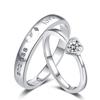 2Pcs Zircon Heart Matching Couple Rings Set Forever Endless Love Wedding Ring For Women Men