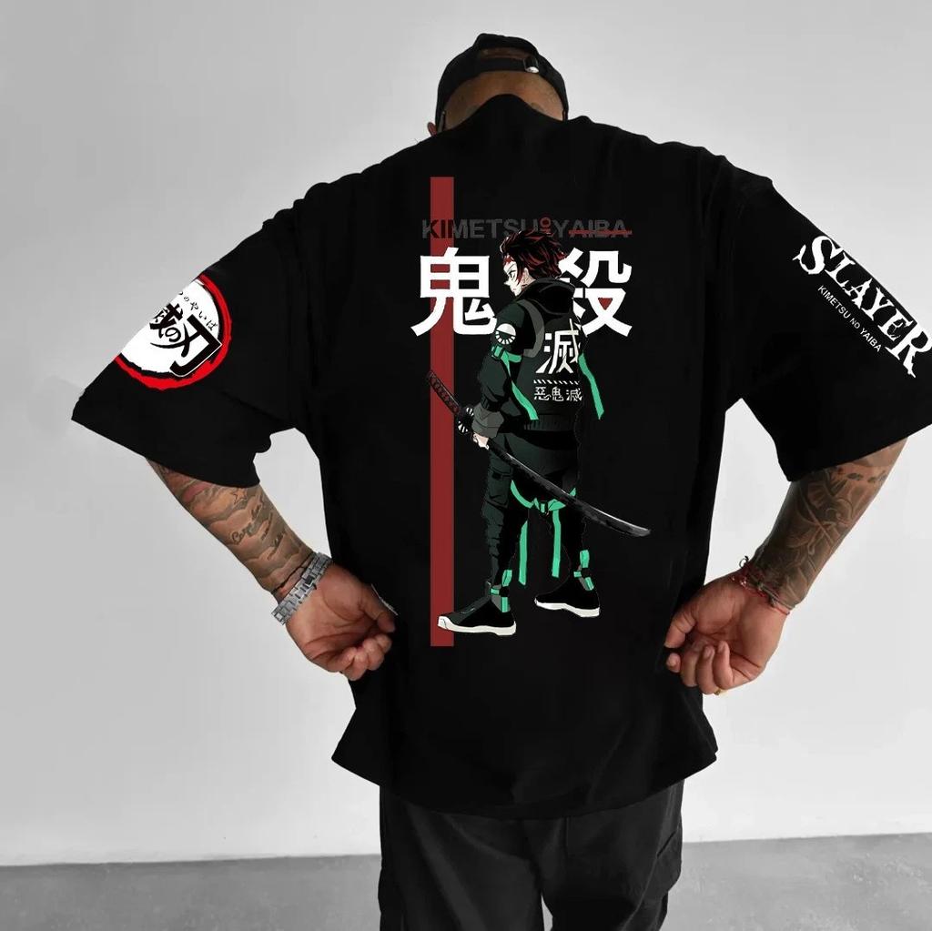 Demon Slayer Cosplay Anime Manga Sports T-Shirt Tee Men's Cotton Cotton