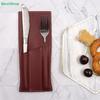 Simple PU Leather Cutlery Storage Bag Restaurant Fork Knife Utensil Bag Camping Chopsticks Barbecue Tool Storage Bag