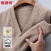 Hengyuanxiang Men's 100% Cashmere V-Neck Cardigan Vest