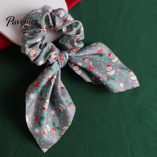 Kadın Kızlar İçin Noel Temalı Saç Tokaları Scrunchies, Kurdele Fiyonklu Elastik At Kuyruğu Tutucular, Cilt Dostu Aksesuarlar Yumuşak Kumaş Tatil Partisi &