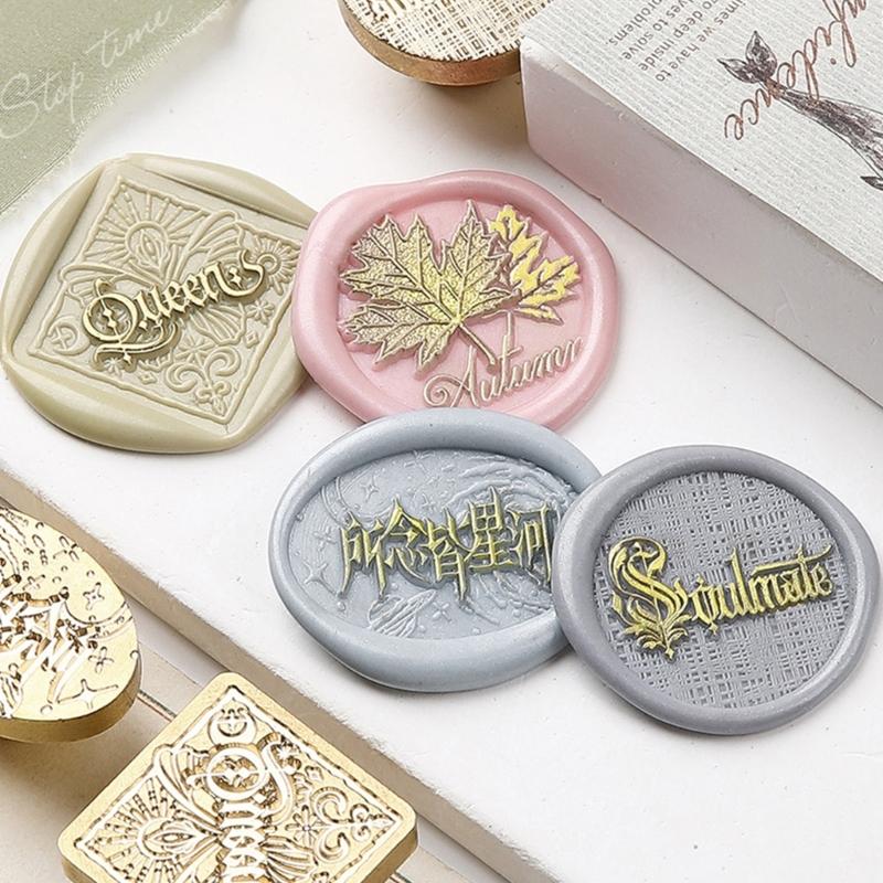 Wax Seal Stamp-Words Phrases Sealing Wax Stamp Flower Sealing Stamp for Envelope Wedding Invitations Card Decorations