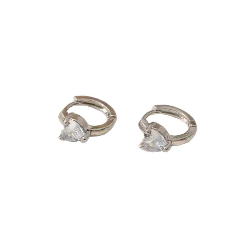 Elegant Cross Heart Zirconia Earrings: Light Luxury, Versatile for Autumn/Winter, High-End Small Niche Ear Cuff