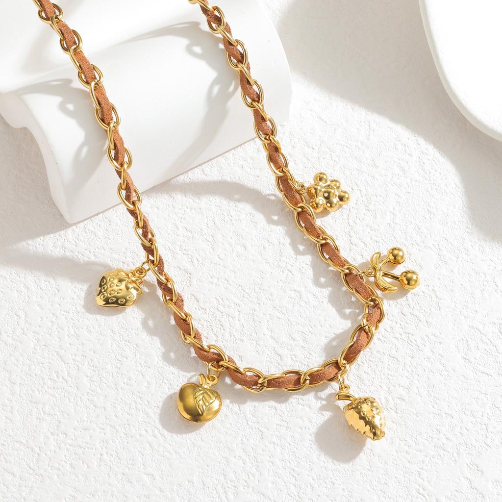 Atoztide Gold Color Heart Flower Sun Pendant Necklace for Women Stainless Steel Multiple Styles Necklace Christmas Jewelry Gift