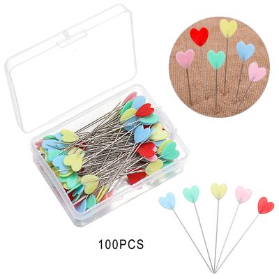 100PCS Craft Head Mini Needles Sewing Pin Patchwork Love Heart Quilting