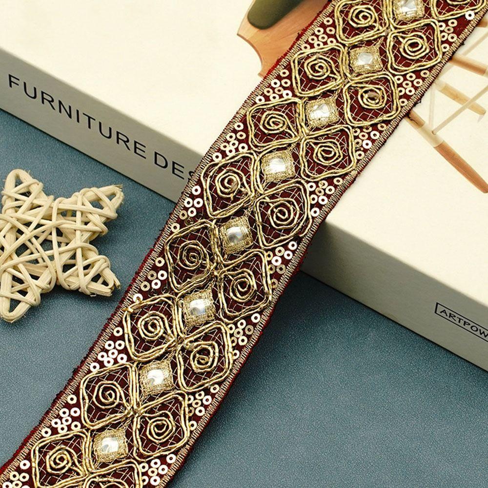 4.5cm Wide Ethnic Lace Ribbon 10 Yards Sequin Lace Ribbon DIY Clothing Accessories Clothing Collar