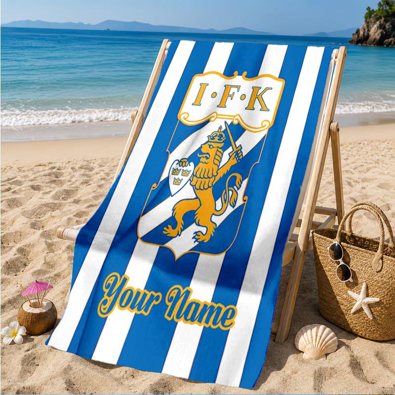 Custom Name Goteborg Crest Personalized Microfiber Beach Towel, Quick-Dry, Ideal for Summer Travel, Beach Essential, Swimming