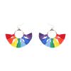 Rainbow ethnic style party earrings handmade fan-shaped colored woven fringed earrings Independence Day earrings