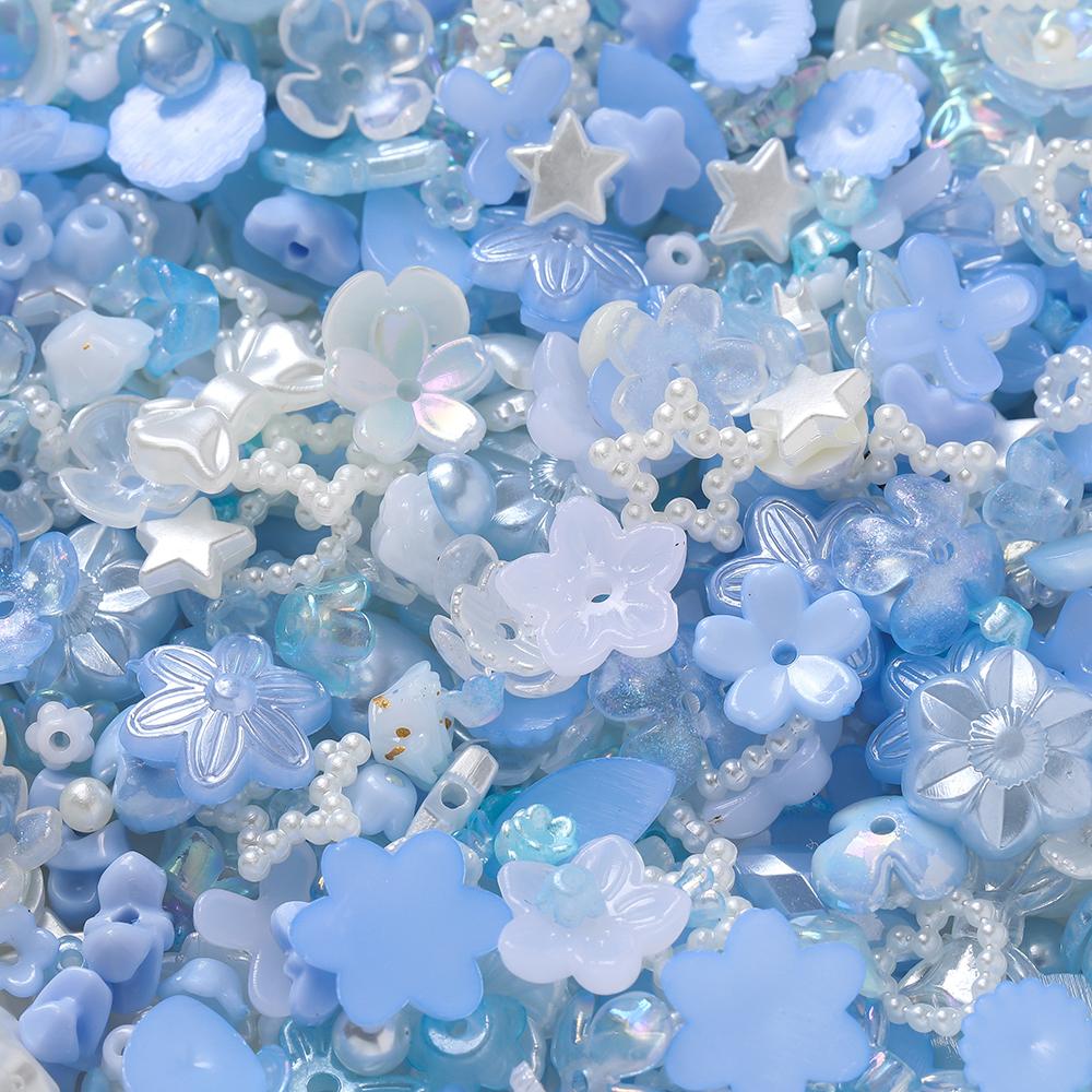20g Acrylic Mixed Beads Colored Flower Star Shaped Spacer Loose Beads for DIY Jewelry Making Necklace Phone Chain Supplies