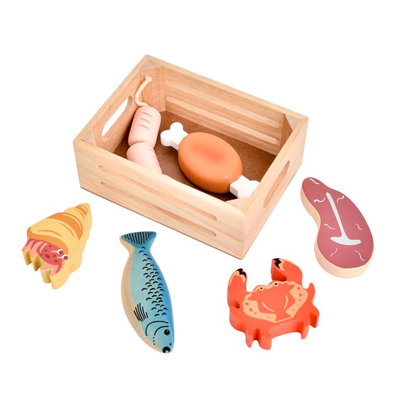 Wooden Fruit & Vegetable Kitchen Playset for Kids - Early Education Toy Set