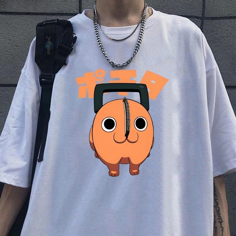 Fun Pochita Printed T-shirt Women's Loose Short Sleeve Round Neck Top Women's Casual Shirt T-shirt Anime T-shirt Tops