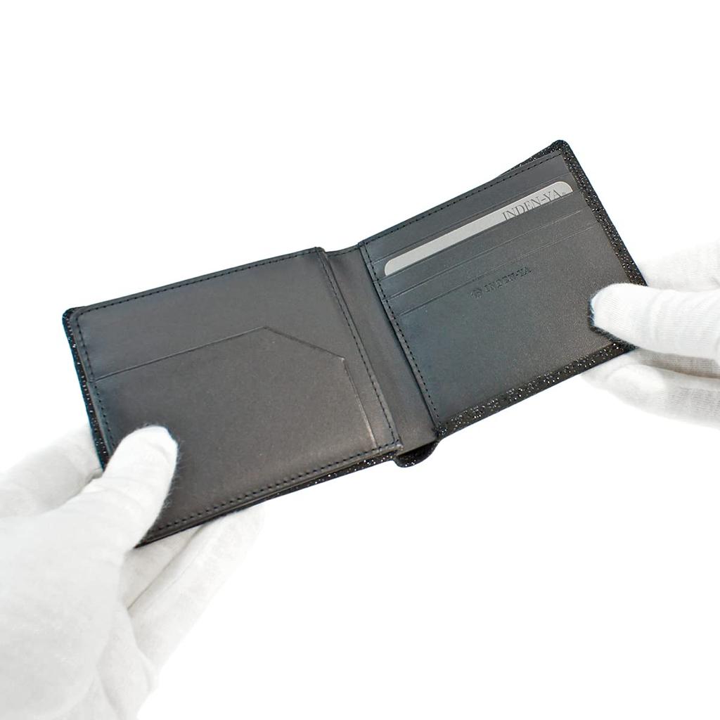 Inden bill compartment no coin black background x black tortoiseshell pattern [Indenya] bi-fold wallet, F, purse, deerskin, lacquer, 2009-01-003