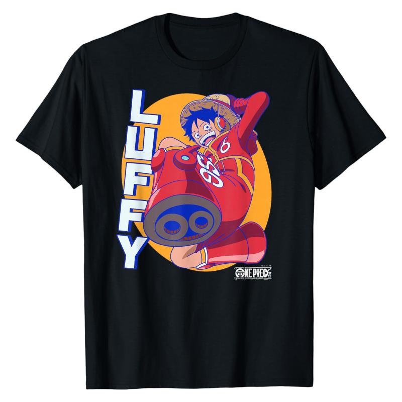 Monkey D Luffy Egghead Arc One Piece TShirt Anime Character Graphic Print Crew Neck Durable Stretchy Casual Daily Wear Tops