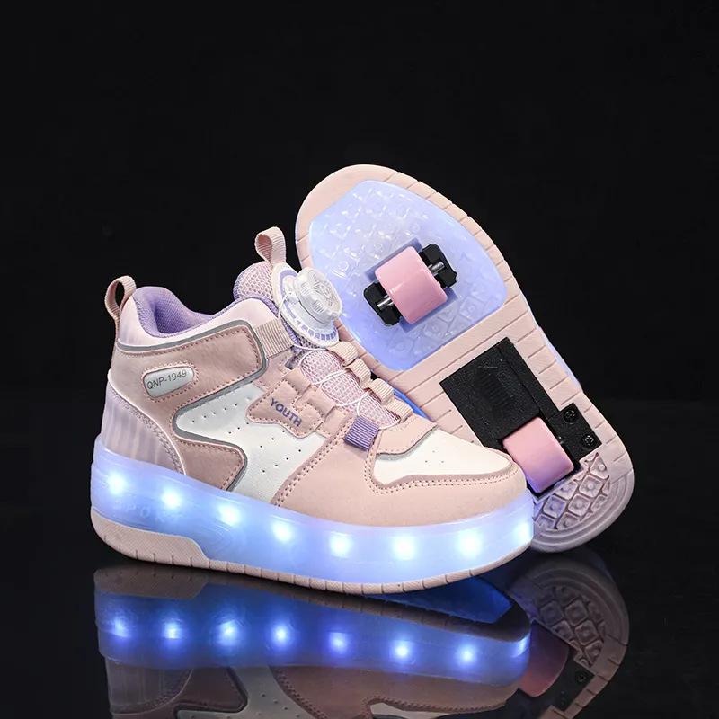 children's shoes double wheel pulley shoes rechargeable invisible wheels adult skates