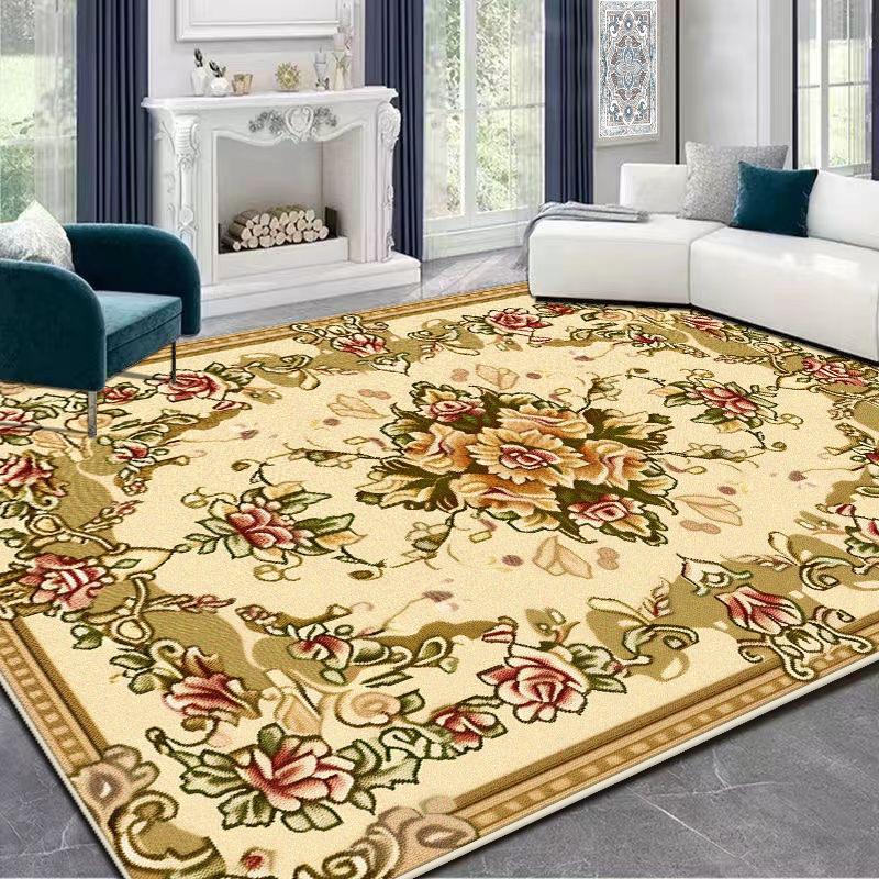 European Style Golden Large Living Room Carpets Luxury Decoration Washable Plush Bedroom Rug Lounge Tatami Non-slip Floor Mat
