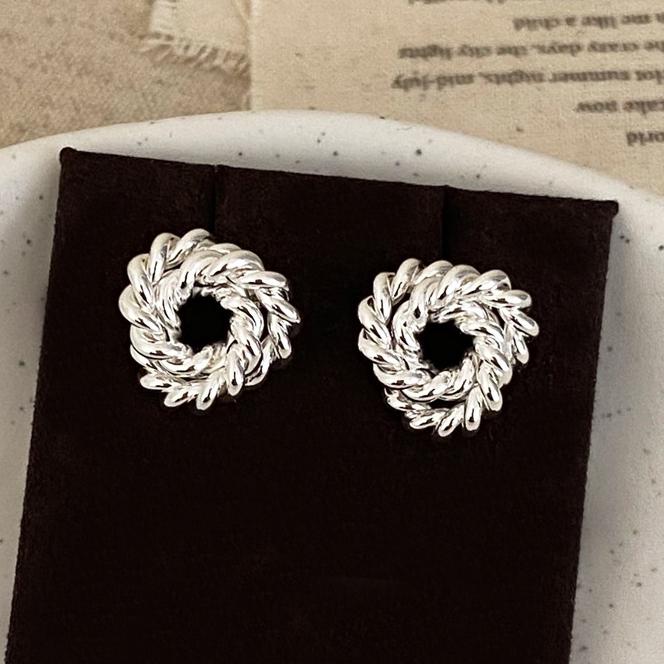 PONYKISS  Sterling Silver 18K Gold Twisted Hollow Flower Stud Earrings for Women Minimalist Fine  Trendy Accessories