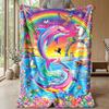 Rainbow Dolphins Paradise 1 Theme blanket Lightweight Warm Flannel Blanket Decorative Throw Blanket for Home Decoration