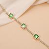 Elegant Gold Bracelet With Green Square Crystals And Rhinestones - Fashion Jewelry For Women Party Daily Wear